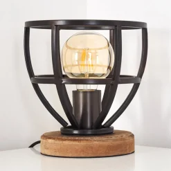 Lampe A Poser Haervej Bois Clair, Noir, 1 Lumiere