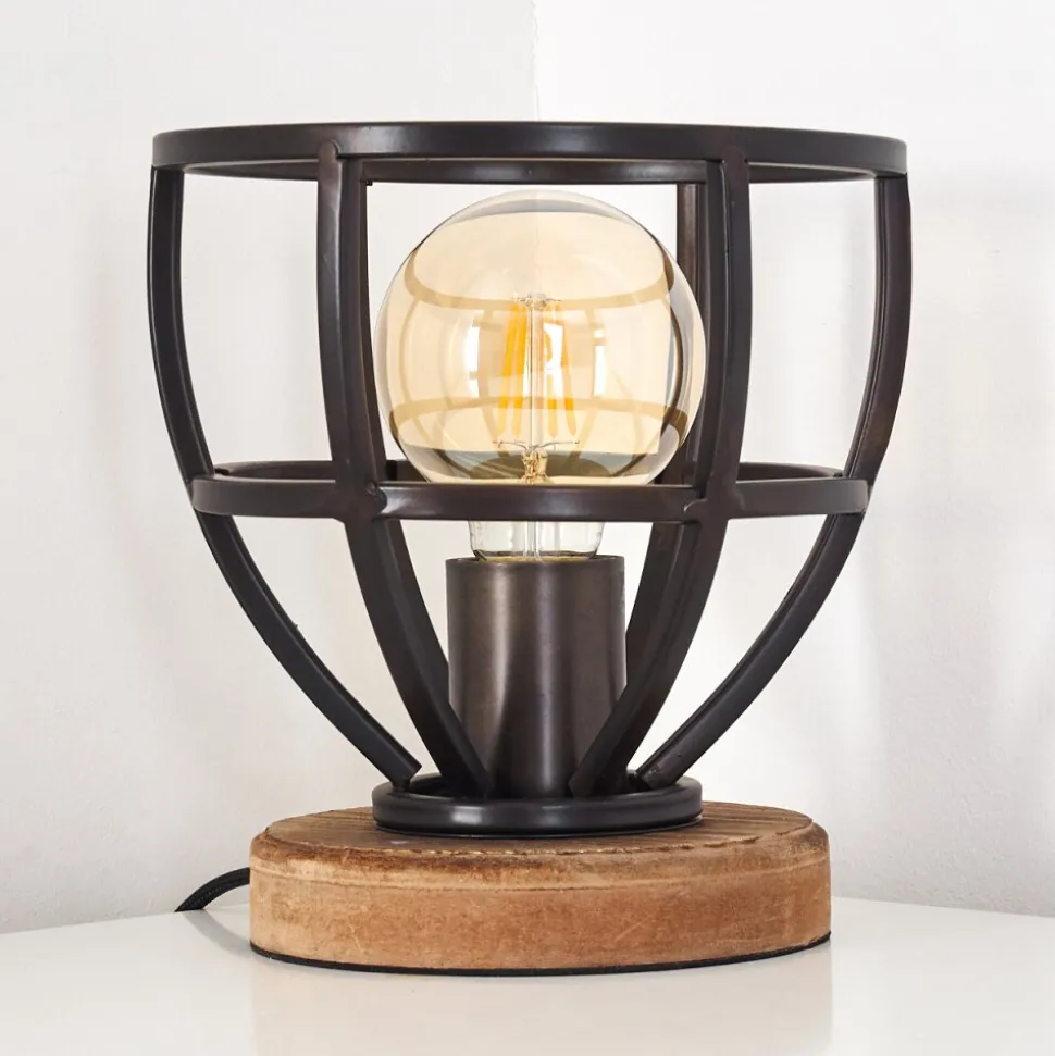 Lampe A Poser Haervej Bois Clair, Noir, 1 Lumiere