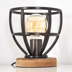 Lampe A Poser Haervej Bois Clair, Noir, 1 Lumiere