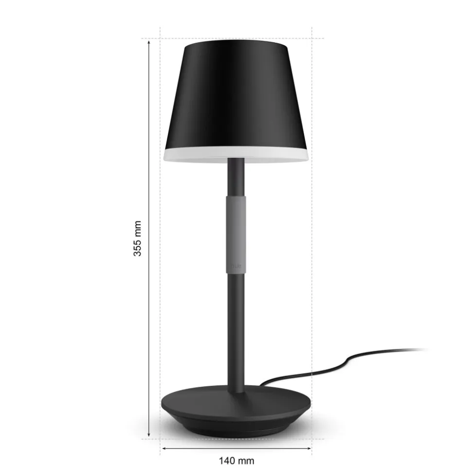 Lampe A Poser Philips Hue Go Led Gris, Noir, 1 Lumiere, Changeur De Couleurs
