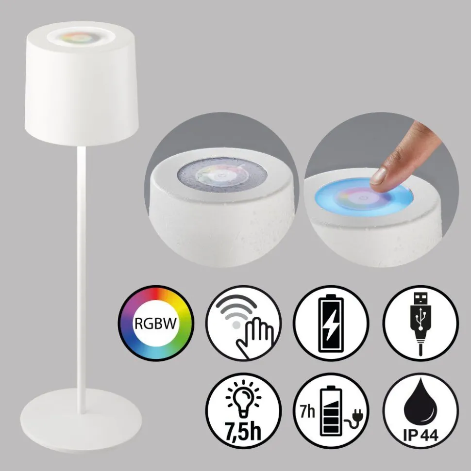 Lampe A Poser Schoner Wohnen-Kollektion Sun Led Blanc, 1 Lumiere, Changeur De Couleurs