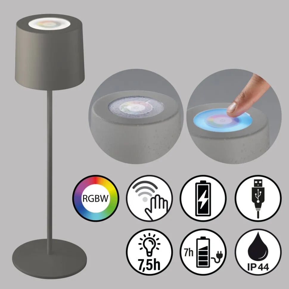 Lampe A Poser Schoner Wohnen-Kollektion Sun Led Gris, 1 Lumiere, Changeur De Couleurs
