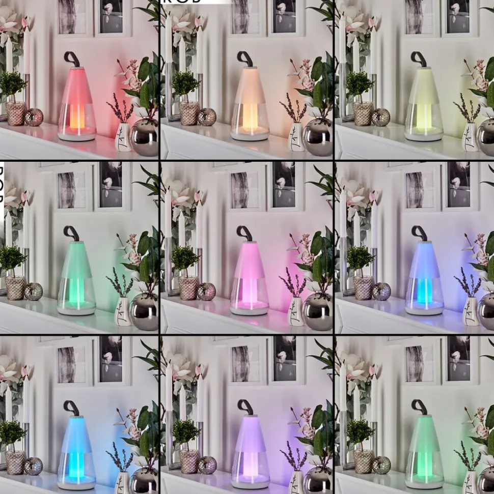 Lampe A Poser Yari Led Gris, Transparent, Blanc, 1 Lumiere, Telecommandes, Changeur De Couleurs