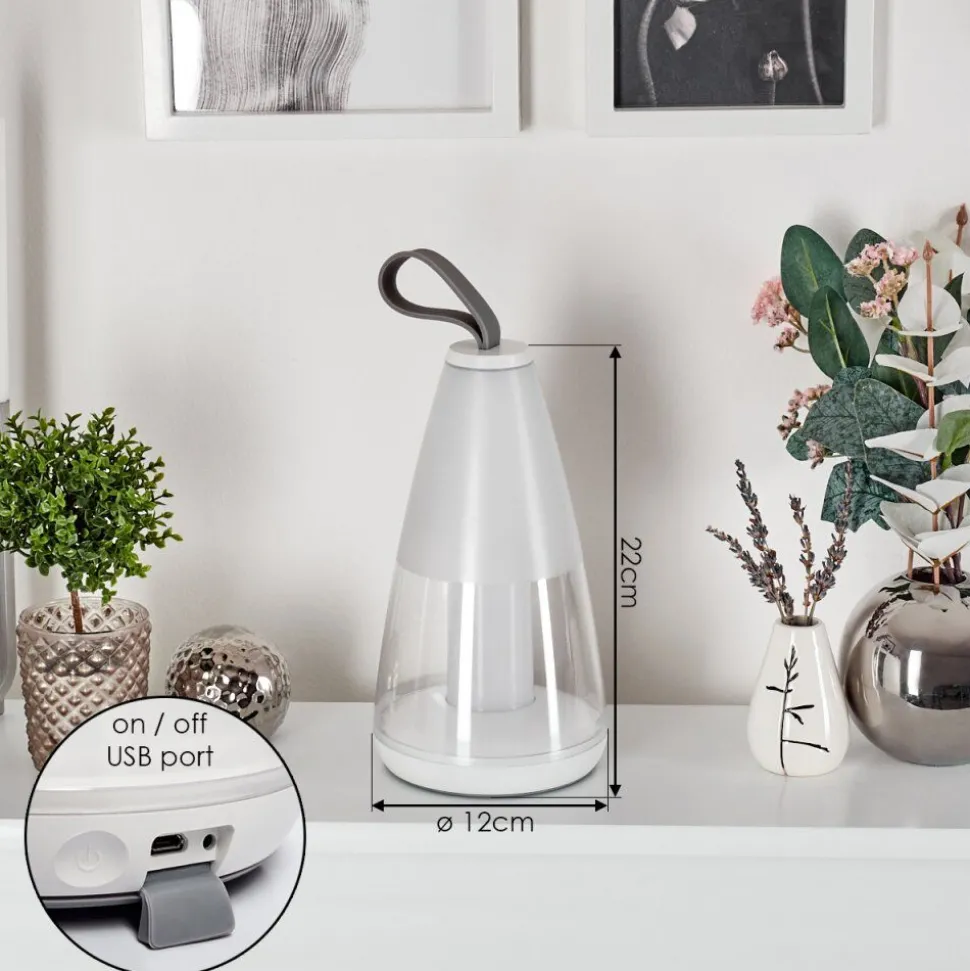 Lampe A Poser Yari Led Gris, Transparent, Blanc, 1 Lumiere, Telecommandes, Changeur De Couleurs