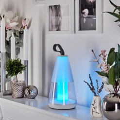 Lampe A Poser Yari Led Gris, Transparent, Blanc, 1 Lumiere, Telecommandes, Changeur De Couleurs