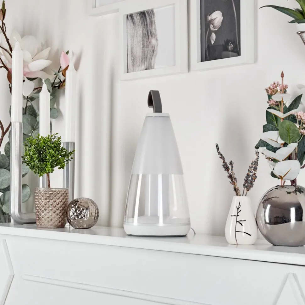 Lampe A Poser Yari Led Gris, Transparent, Blanc, 1 Lumiere, Telecommandes, Changeur De Couleurs