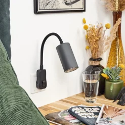 Lampe A Prise Electriquejavel Noir, 1 Lumiere