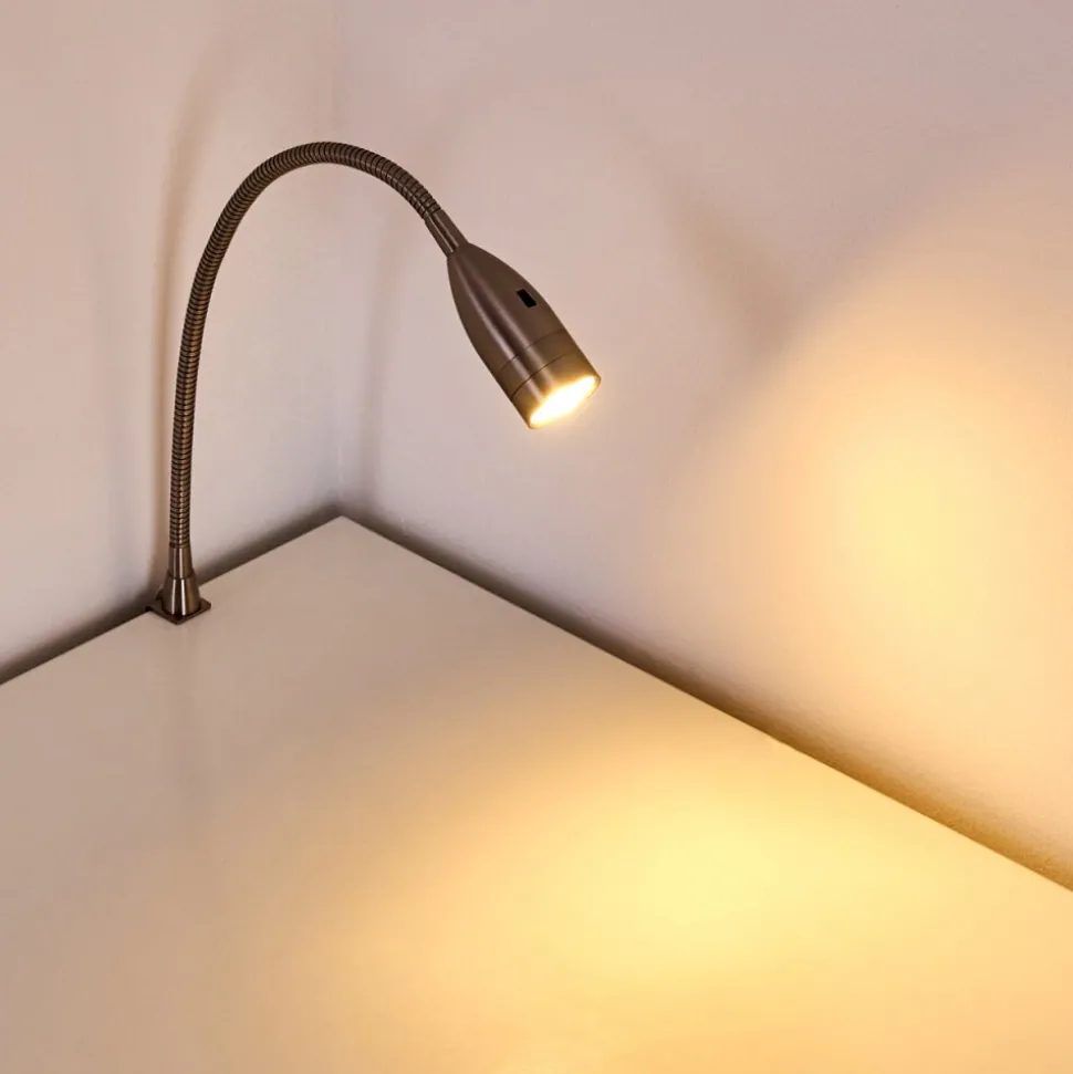 Lampe De Chevet Alsea Led Nickel Mat, 1 Lumiere, Detecteur De Mouvement
