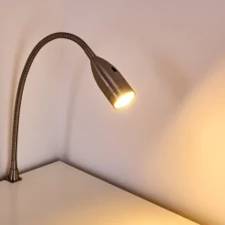 Lampe De Chevet Alsea Led Nickel Mat, 1 Lumiere, Detecteur De Mouvement