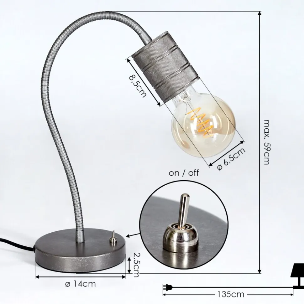 Lampe De Table Ajaccio Nickel Mat, 1 Lumiere