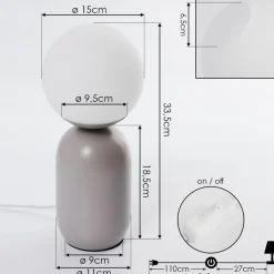 Lampe De Table Alolas Gris, 1 Lumiere