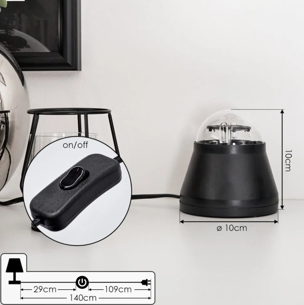 Lampe De Table Atabueira Led Noir, 1 Lumiere, Changeur De Couleurs