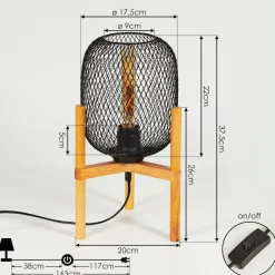Lampe De Table Ateponta Bois Clair, Noir, 1 Lumiere