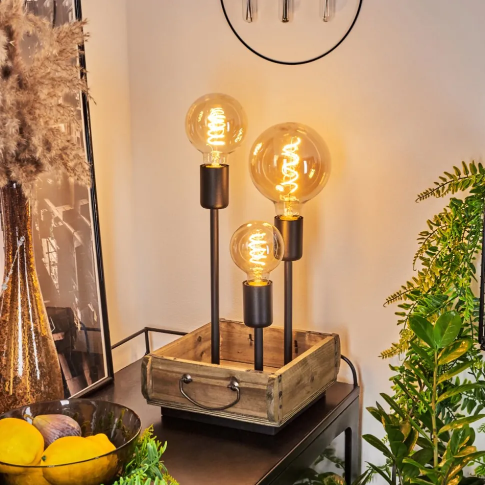 Lampe De Table Avestruz Brun, Noir, 3 Lumieres