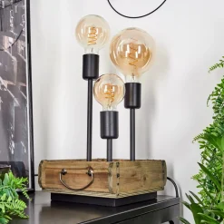 Lampe De Table Avestruz Brun, Noir, 3 Lumieres