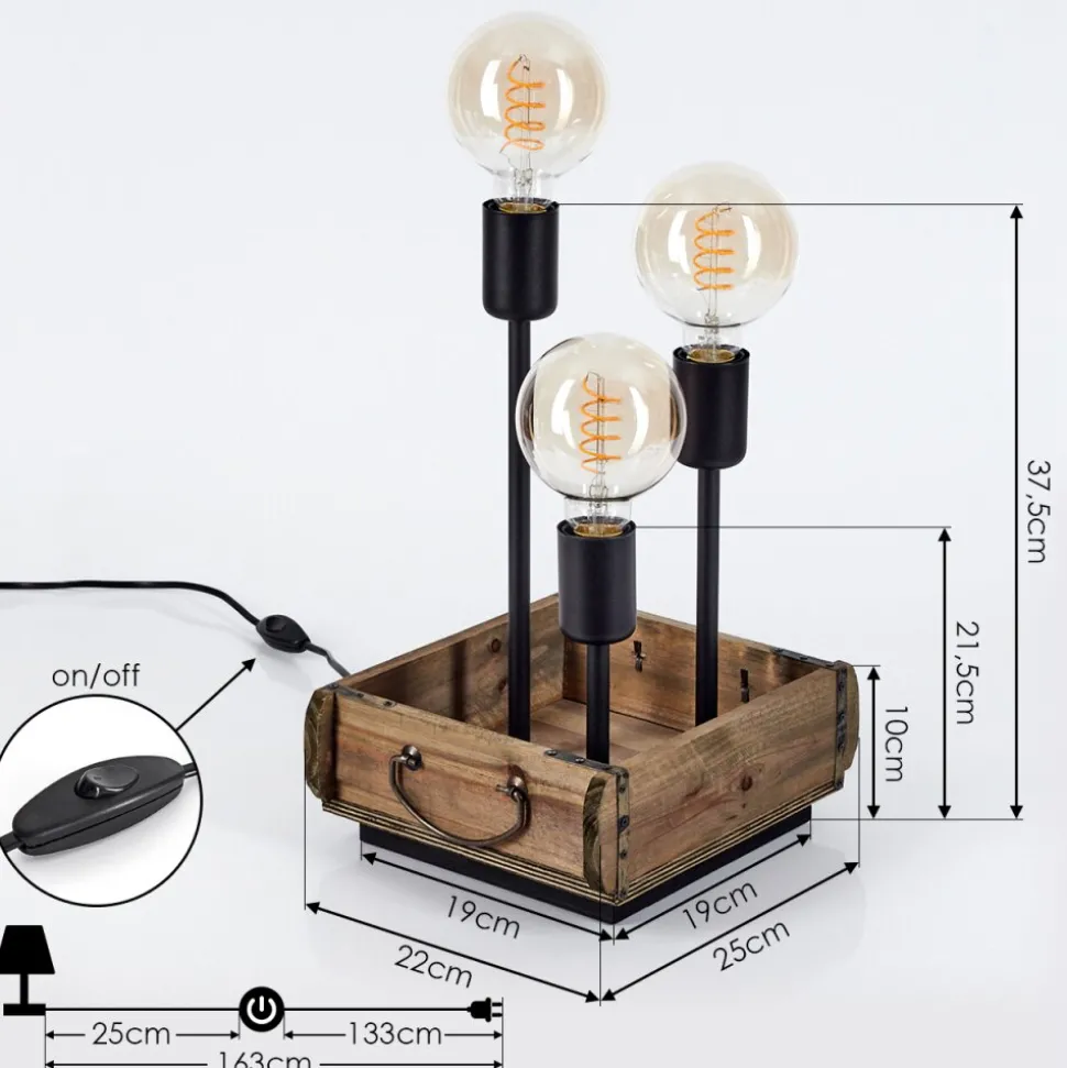 Lampe De Table Avestruz Brun, Noir, 3 Lumieres