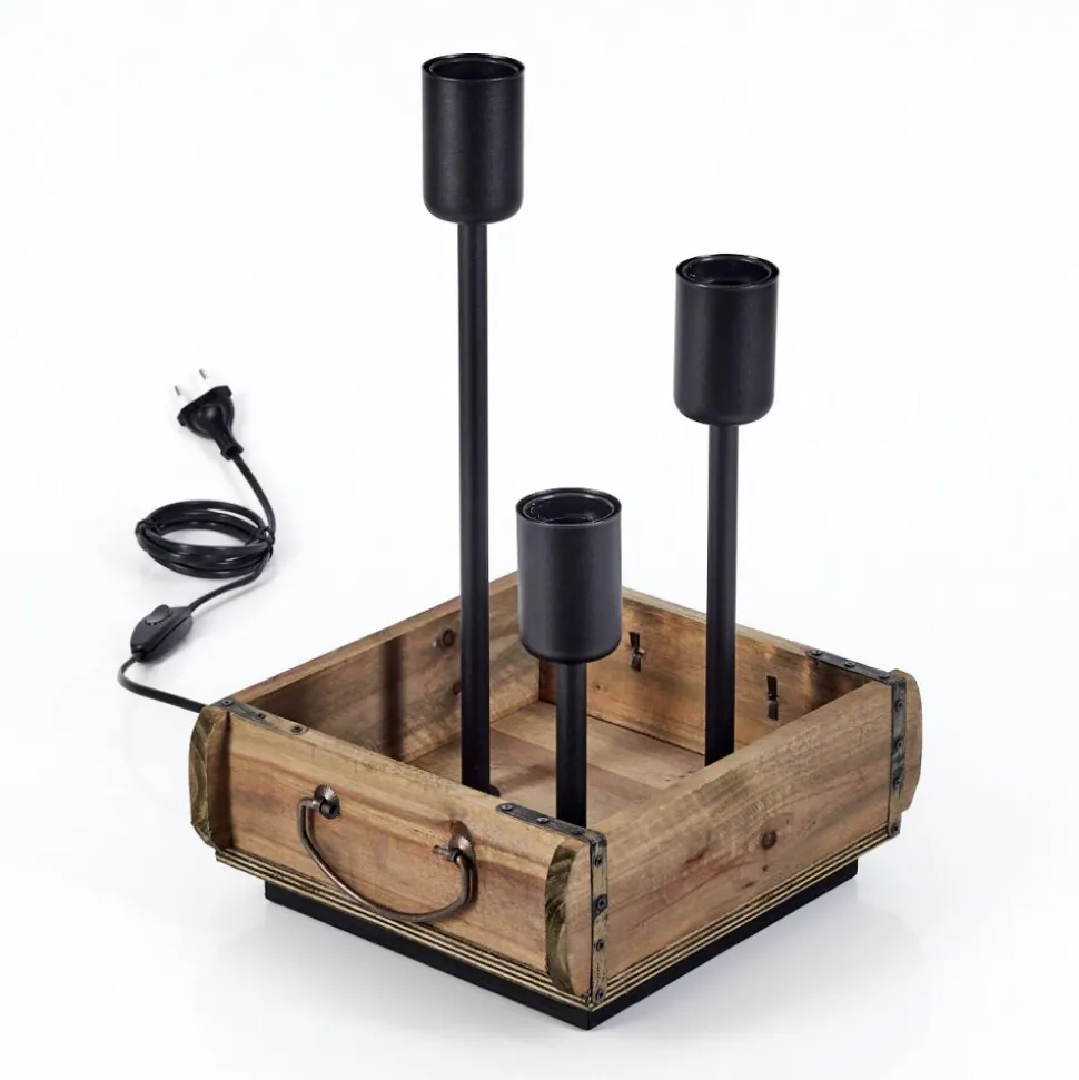 Lampe De Table Avestruz Brun, Noir, 3 Lumieres