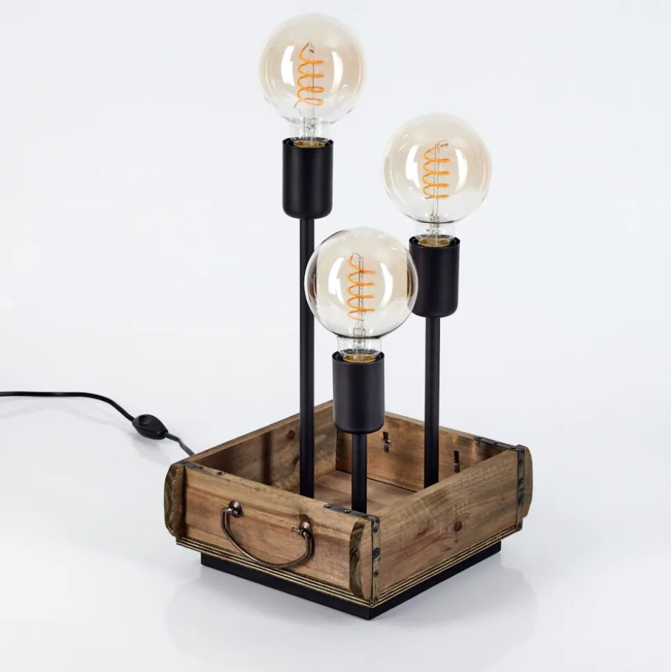 Lampe De Table Avestruz Brun, Noir, 3 Lumieres