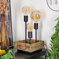 Lampe De Table Avestruz Brun, Noir, 3 Lumieres