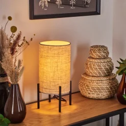 Lampe De Table Baranque Noir, 1 Lumiere