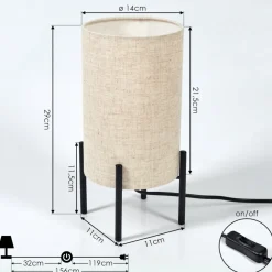 Lampe De Table Baranque Noir, 1 Lumiere