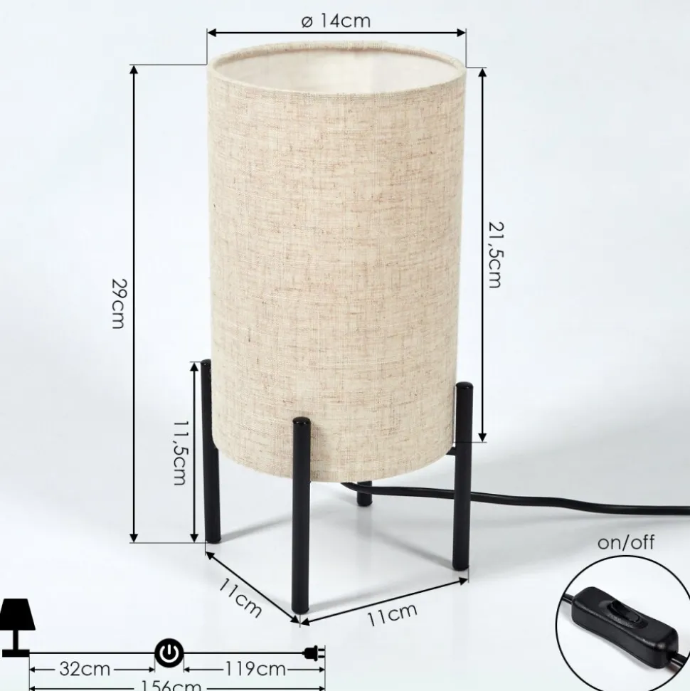 Lampe De Table Baranque Noir, 1 Lumiere
