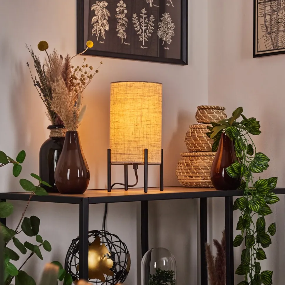 Lampe De Table Baranque Noir, 1 Lumiere