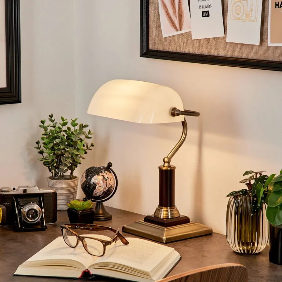 Lampe De Table Barbe Laiton, Noir, 1 Lumiere