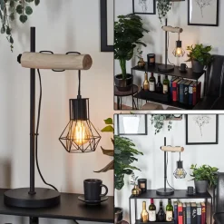 Lampe De Table Bardhaman Ecru, Noir, 1 Lumiere