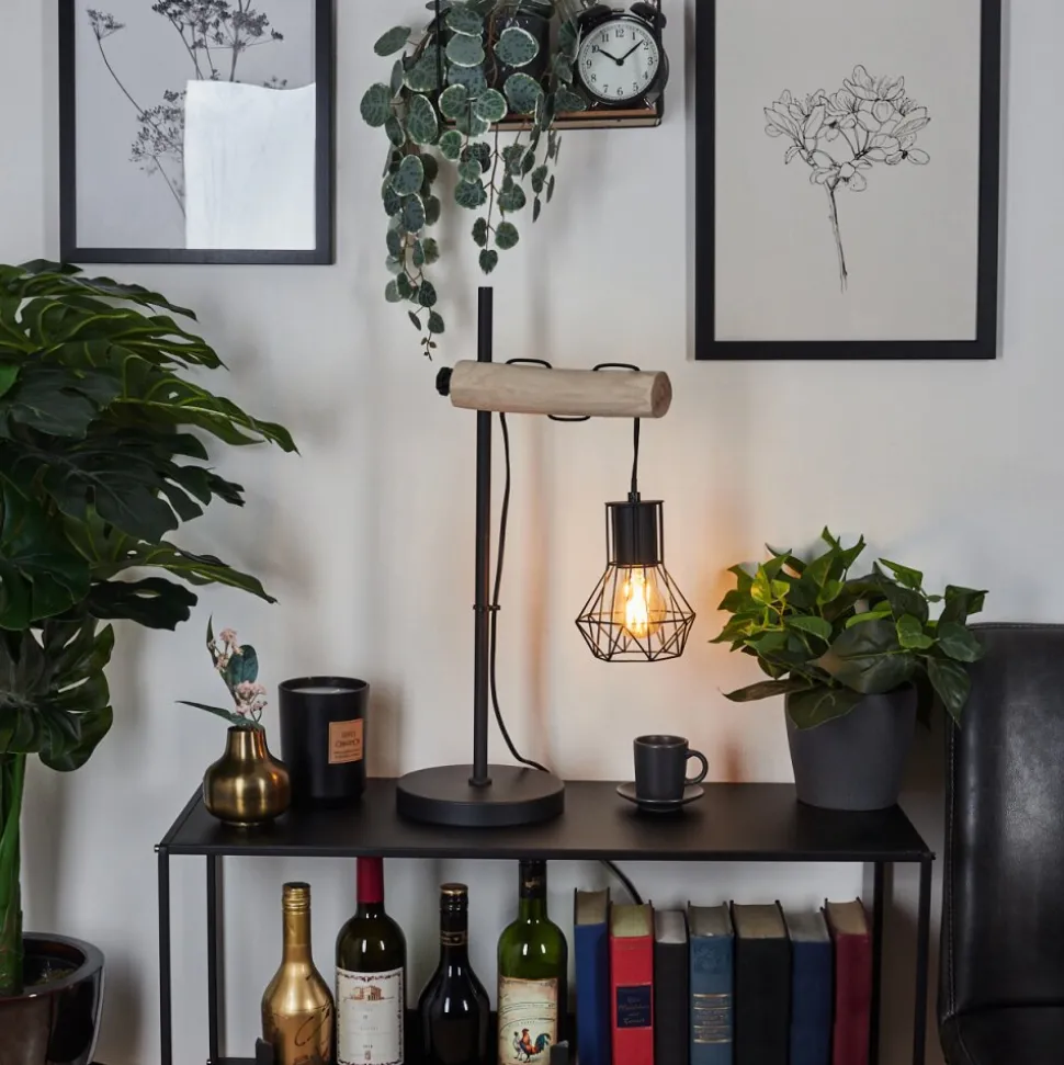 Lampe De Table Bardhaman Ecru, Noir, 1 Lumiere