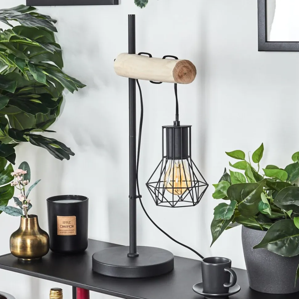 Lampe De Table Bardhaman Ecru, Noir, 1 Lumiere