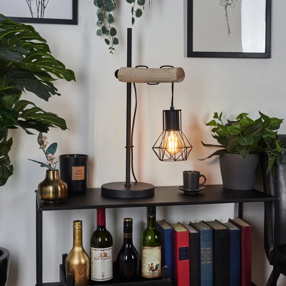 Lampe De Table Bardhaman Ecru, Noir, 1 Lumiere