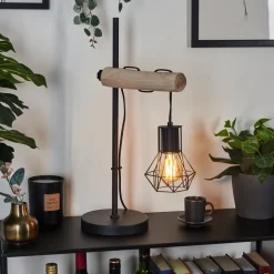 Lampe De Table Bardhaman Ecru, Noir, 1 Lumiere