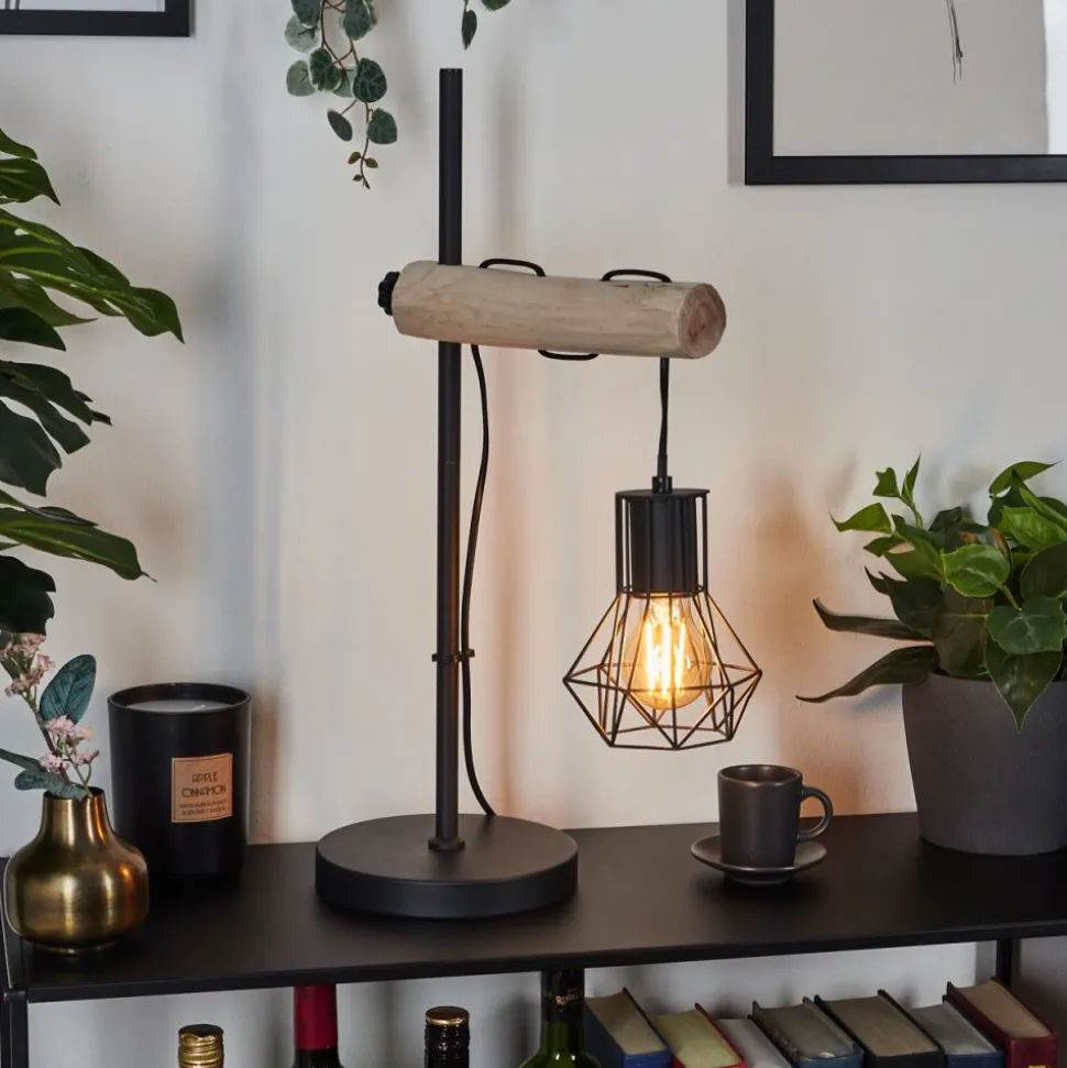 Lampe De Table Bardhaman Ecru, Noir, 1 Lumiere