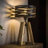 Lampe De Table Beilen Bois Fonce, 1 Lumiere