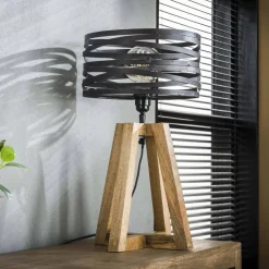 Lampe De Table Beilen Bois Fonce, 1 Lumiere
