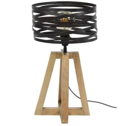 Lampe De Table Beilen Bois Fonce, 1 Lumiere