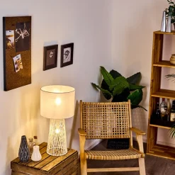 Lampe De Table Beteta Blanc, 2 Lumieres