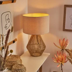 Lampe De Table Canot Brun, Ecru, 1 Lumiere