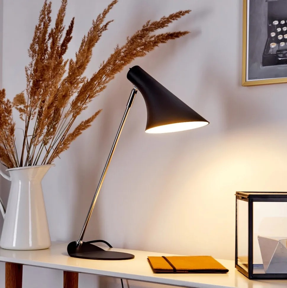 Lampe De Table Corralcay Chrome, Noir, 1 Lumiere