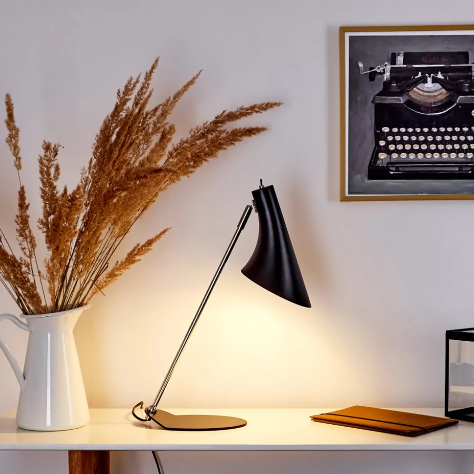 Lampe De Table Corralcay Chrome, Noir, 1 Lumiere