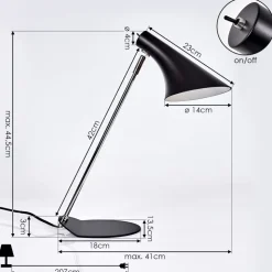 Lampe De Table Corralcay Chrome, Noir, 1 Lumiere