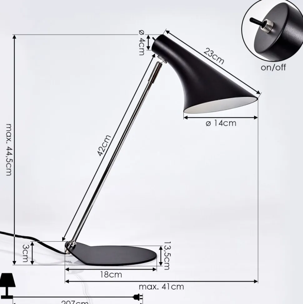 Lampe De Table Corralcay Chrome, Noir, 1 Lumiere