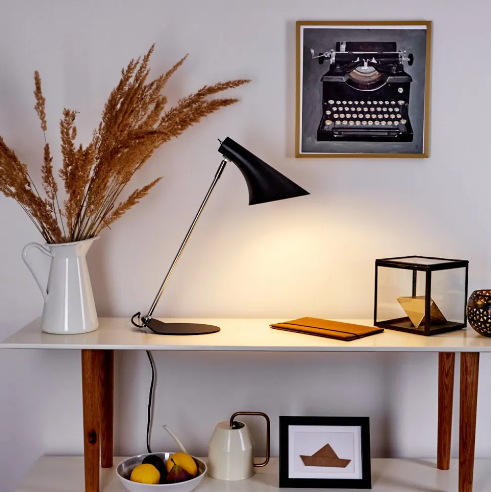Lampe De Table Corralcay Chrome, Noir, 1 Lumiere