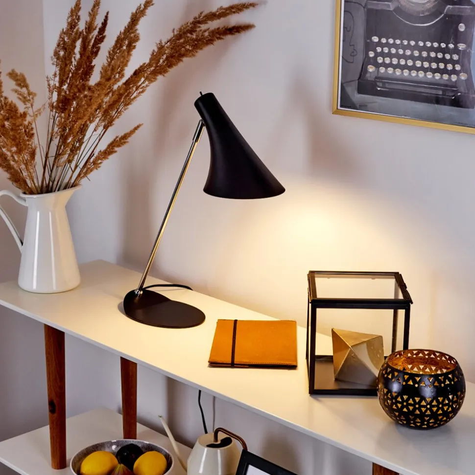 Lampe De Table Corralcay Chrome, Noir, 1 Lumiere