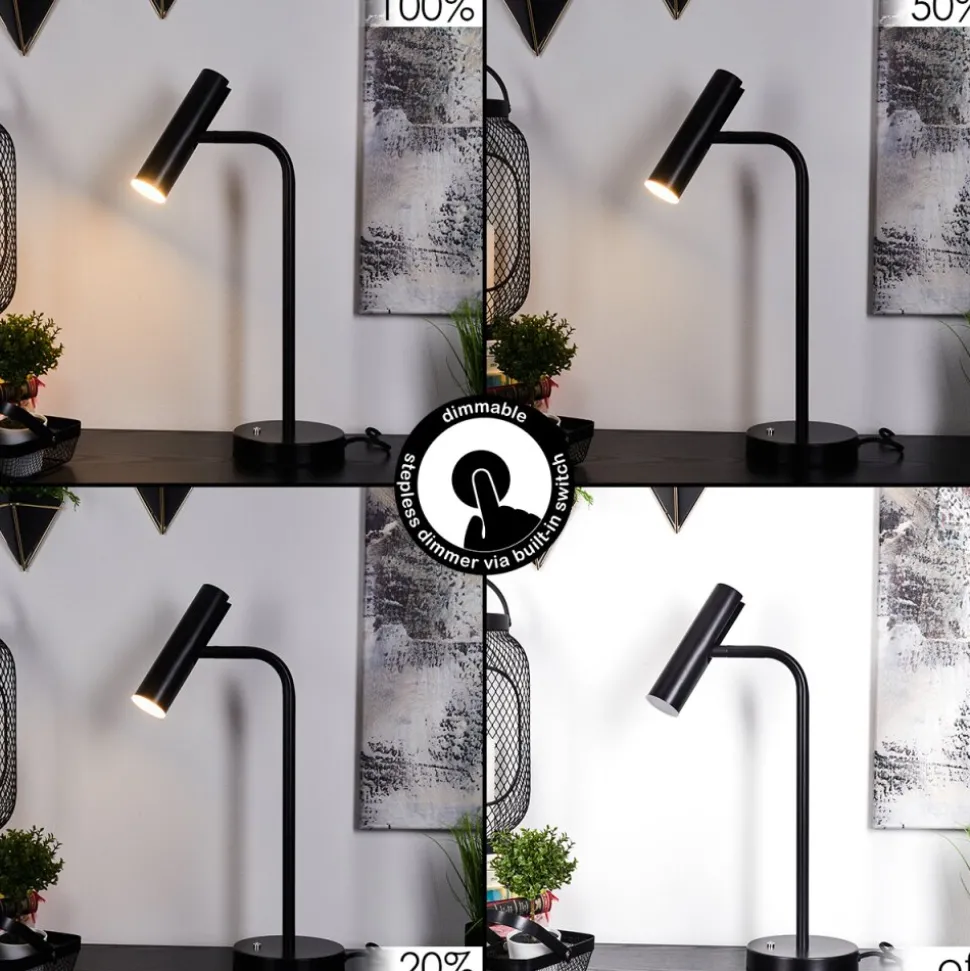 Lampe De Table Dalheim Led Noir, 1 Lumiere