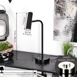 Lampe De Table Dalheim Led Noir, 1 Lumiere