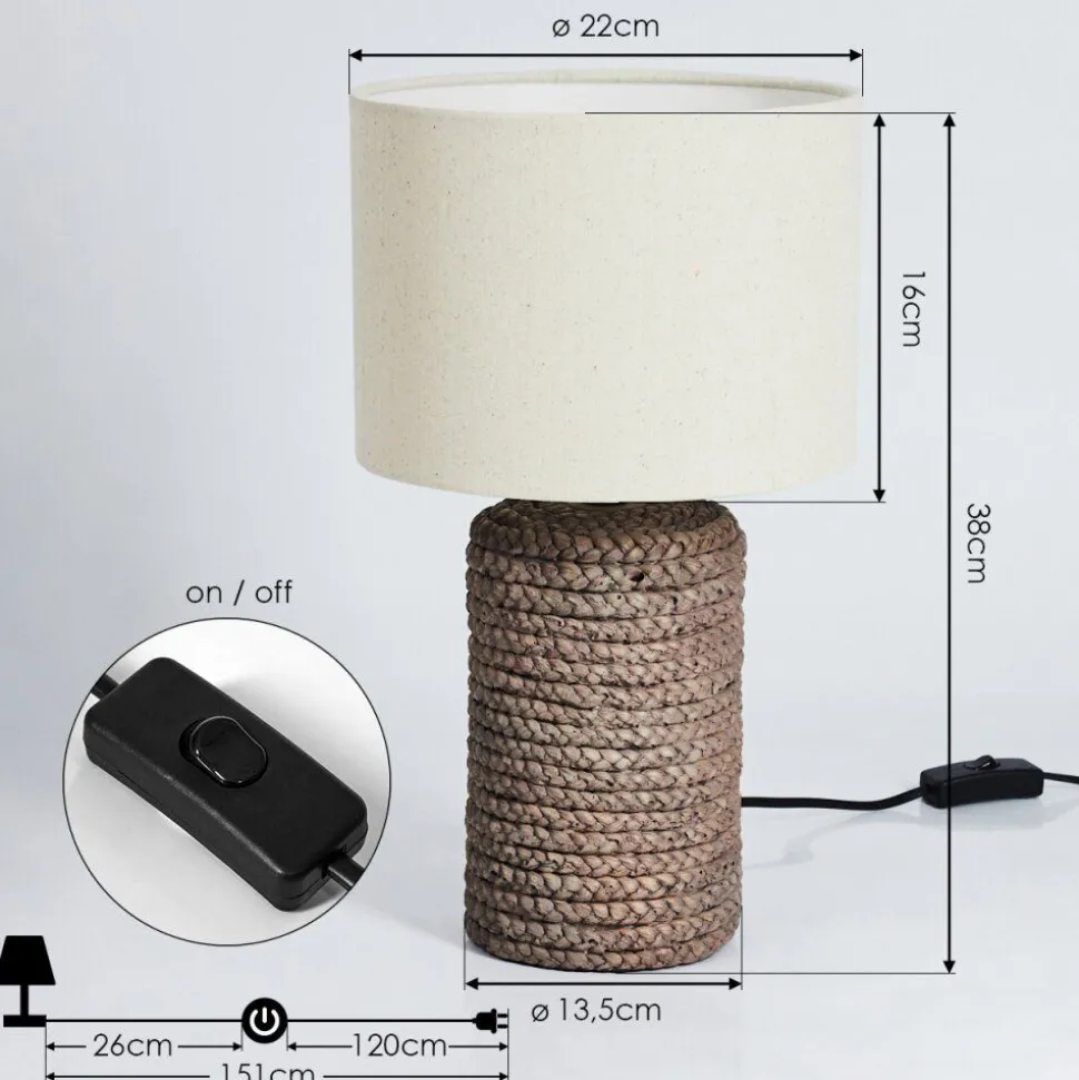 Lampe De Table Dambrois Brun, Ecru, 1 Lumiere