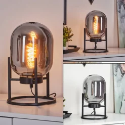 Lampe De Table Elvange Noir, 1 Lumiere