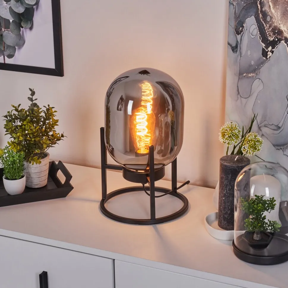 Lampe De Table Elvange Noir, 1 Lumiere
